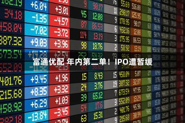 富通优配 年内第二单！IPO遭暂缓